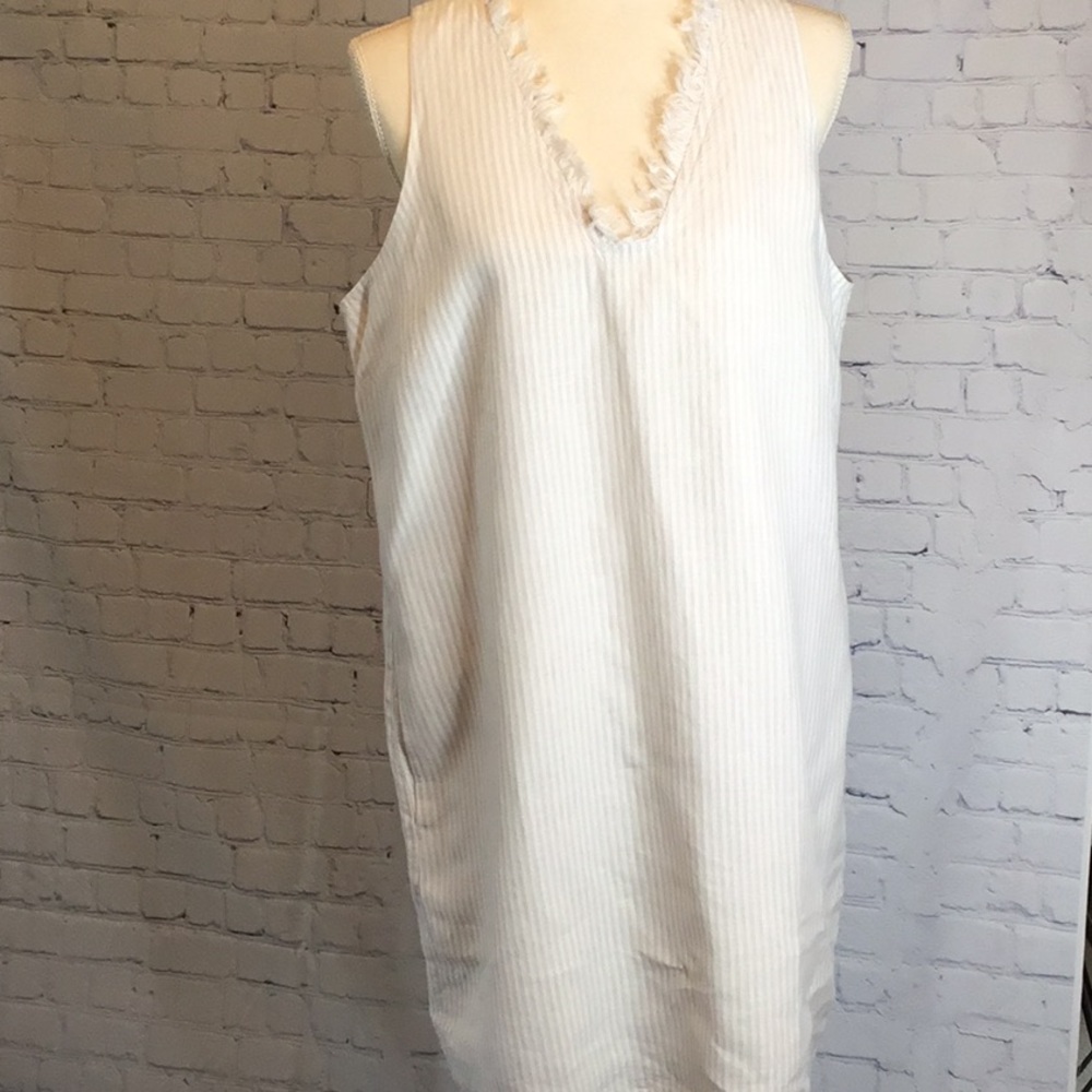 Tommy Bahama Two Palms Ruffle White/tan Striped Shift Dress - Picture 7 of 12